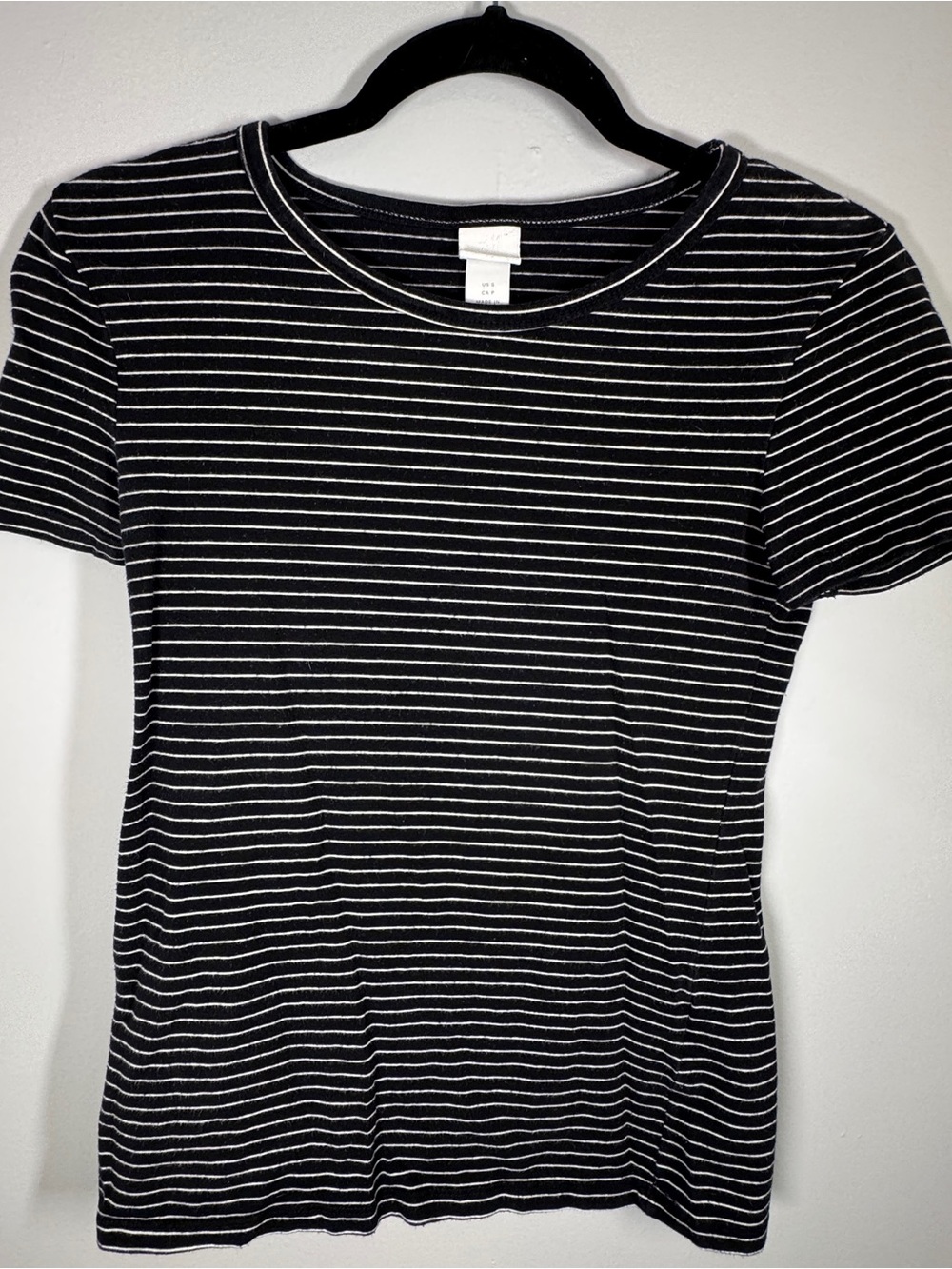 Women’s‎ Black and White Striped Short Sleeve Tee